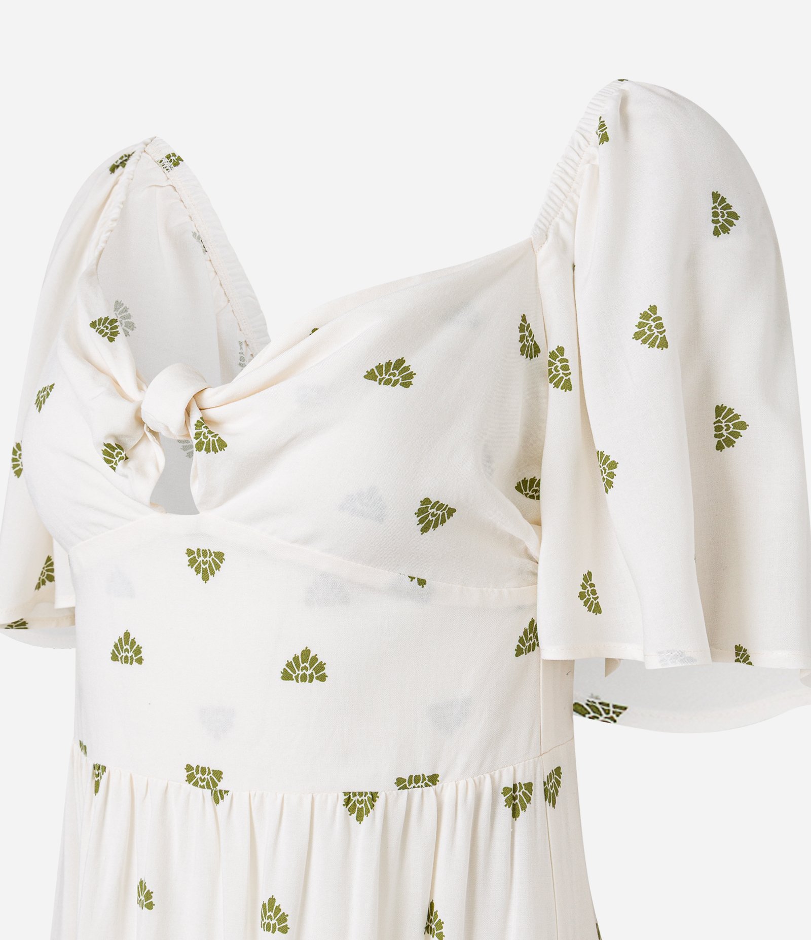 Vestido Long Midi em Viscose com Lastex e Estampa de Coqueiros Branco 7