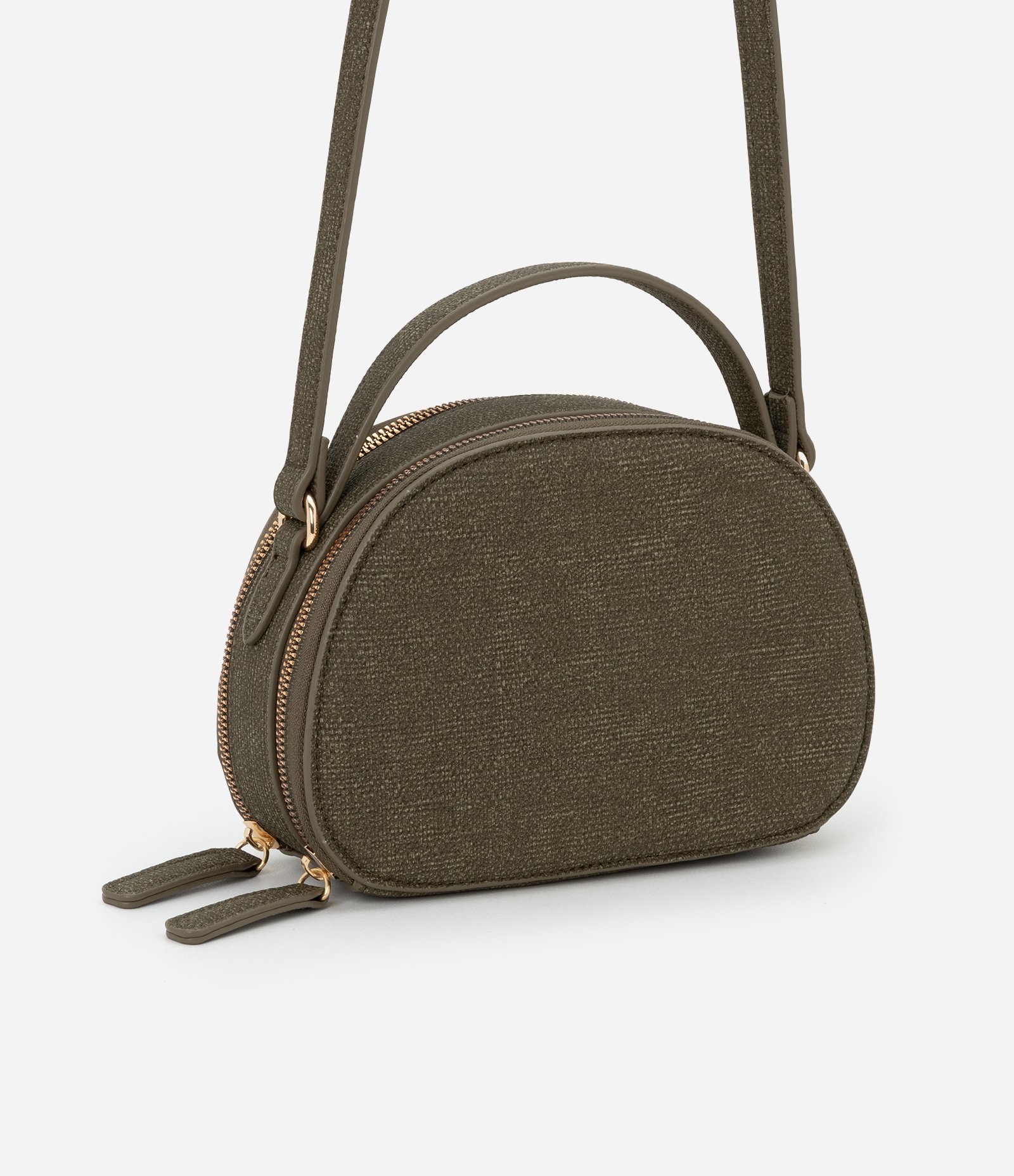 Bolsa Arredondada Transversal com Fechamento por Zíper Verde 1