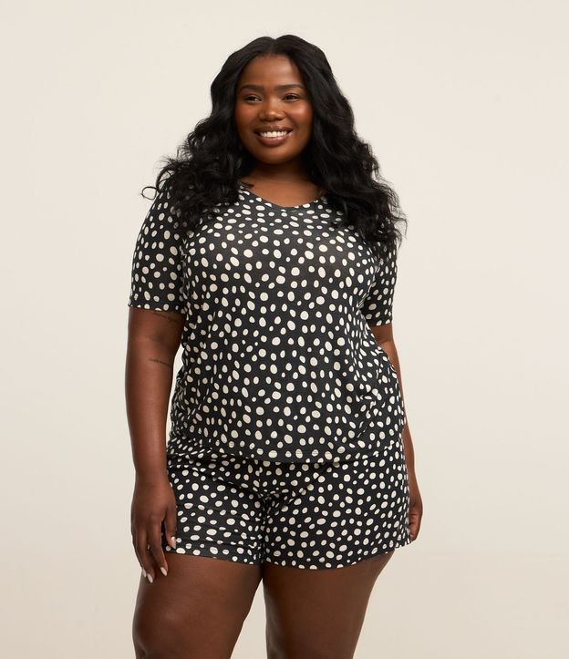 Pijama em Viscose com Estampa Poá Curve & Plus Size