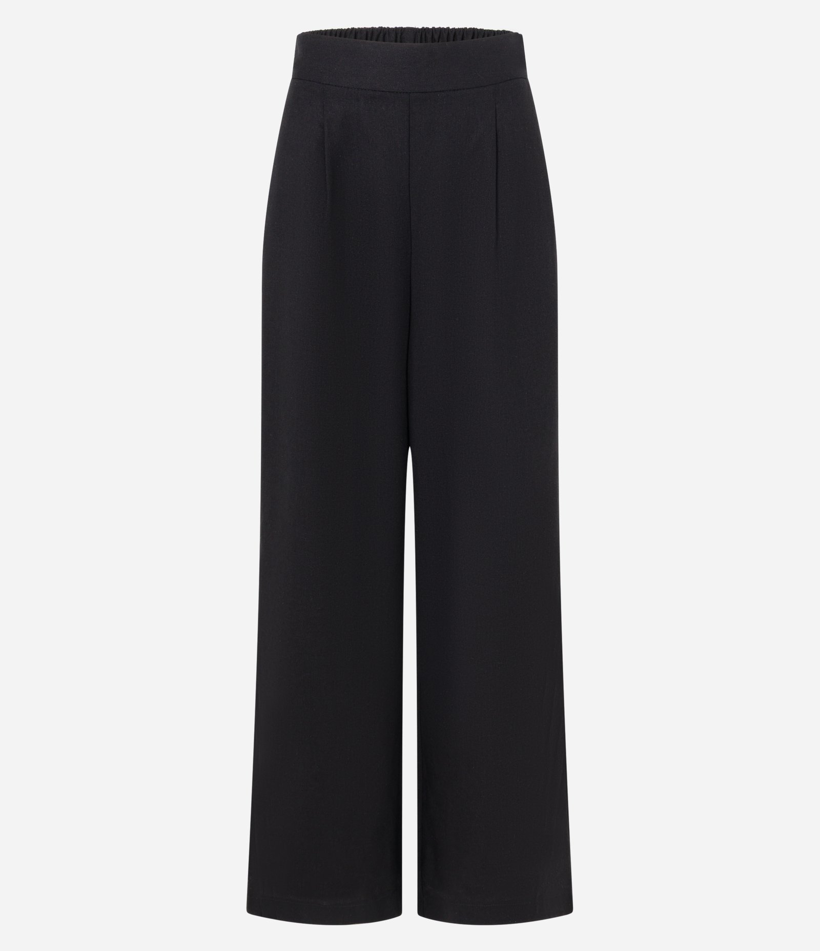 Calça Pantalona em Viscolinho com Pregas e Elástico nas Costas Preto 5