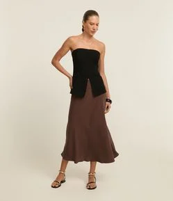 Saia Slip Longa em Cupro com cós Alfaiatado