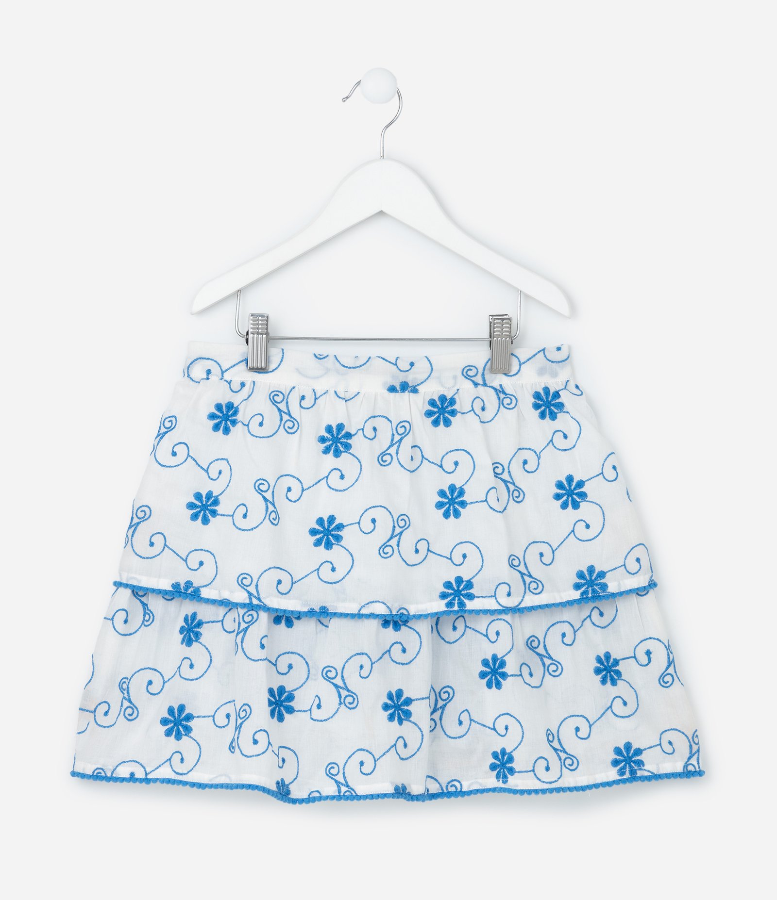 Saia Infantil em Laise com Babados Bordados - Tam 5 a 14 Anos Branco 1