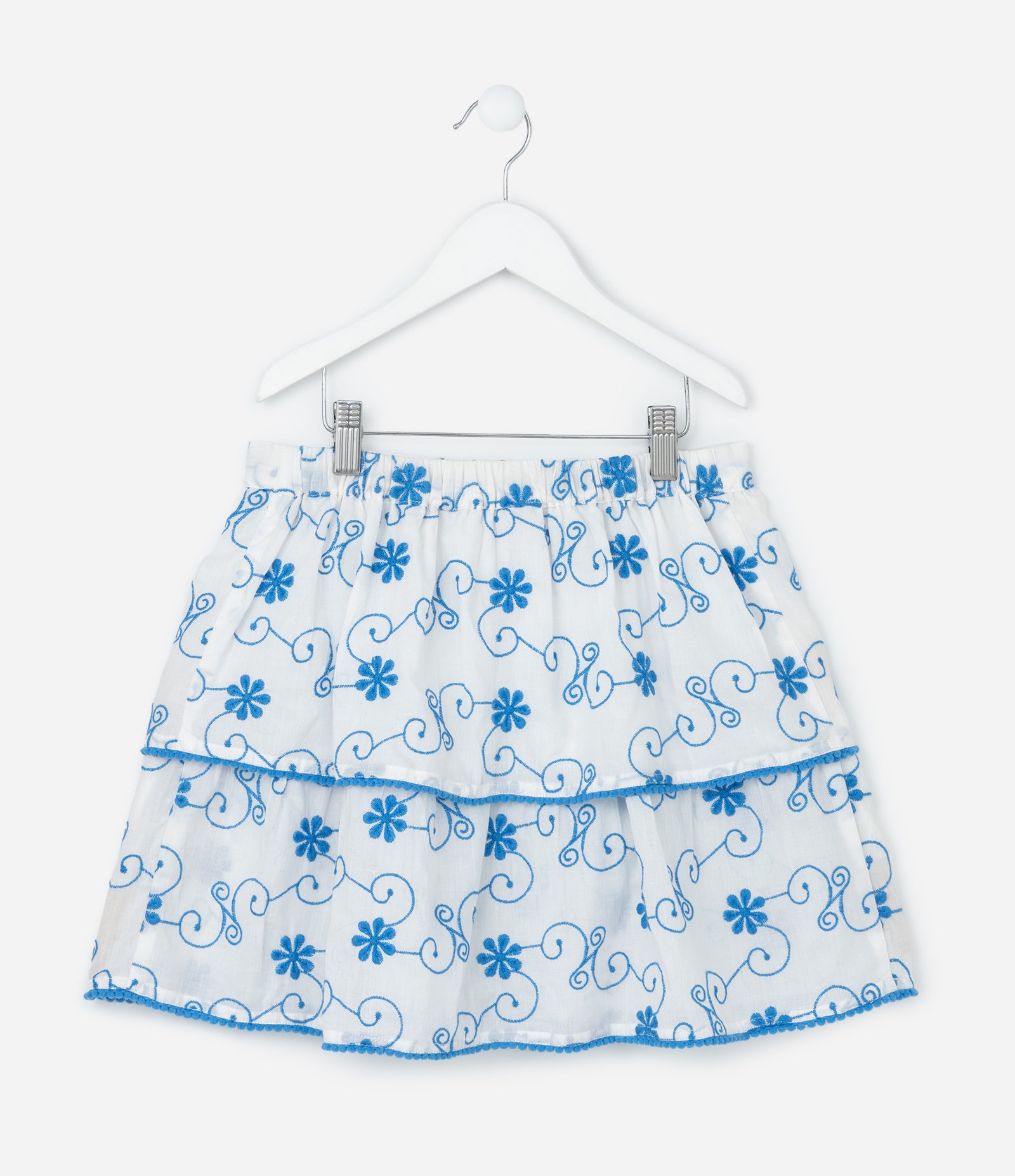 Saia Infantil em Laise com Babados Bordados - Tam 5 a 14 Anos Branco 2