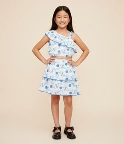 Saia Infantil em Laise com Babados Bordados - Tam 5 a 14 Anos