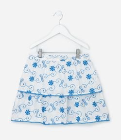 Saia Infantil em Laise com Babados Bordados - Tam 5 a 14 Anos