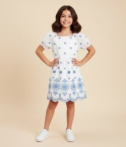 Vestido Infantil em Laise com Broderie - Tam 5 a 14 Anos