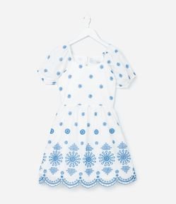 Vestido Infantil em Laise com Broderie - Tam 5 a 14 Anos