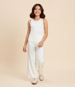 Camiseta Regata Infantil em Ribana com Cava Americana e Aplicação de Brilhos - Tam 5 a 14 Anos