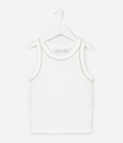 Camiseta Regata Infantil em Ribana com Cava Americana e Aplicação de Brilhos - Tam 5 a 14 Anos