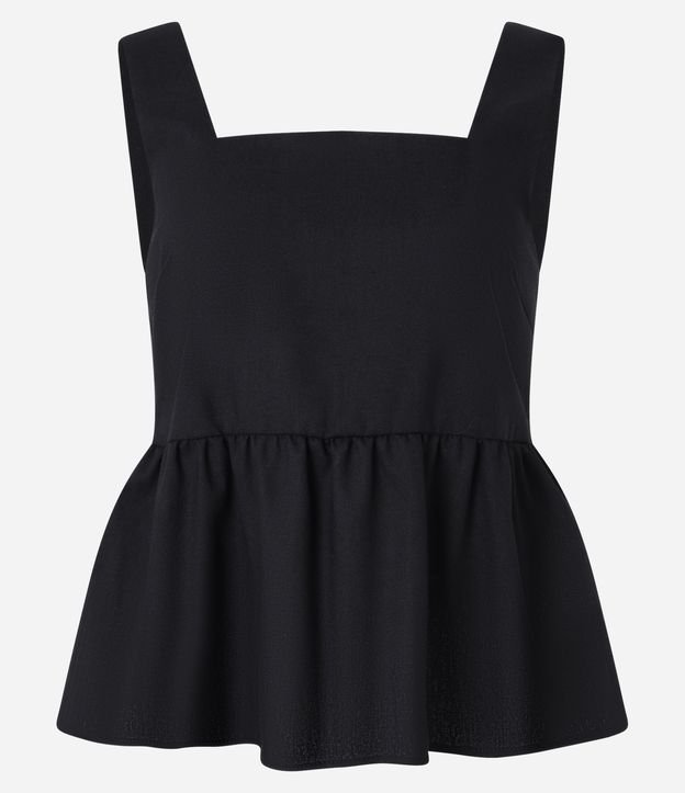 Blusa Peplum em Viscolinho com ecote Quadrado Preto - Lojas Renner
