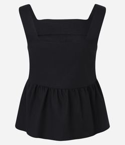 Blusa Peplum em Viscolinho com Decote Quadrado