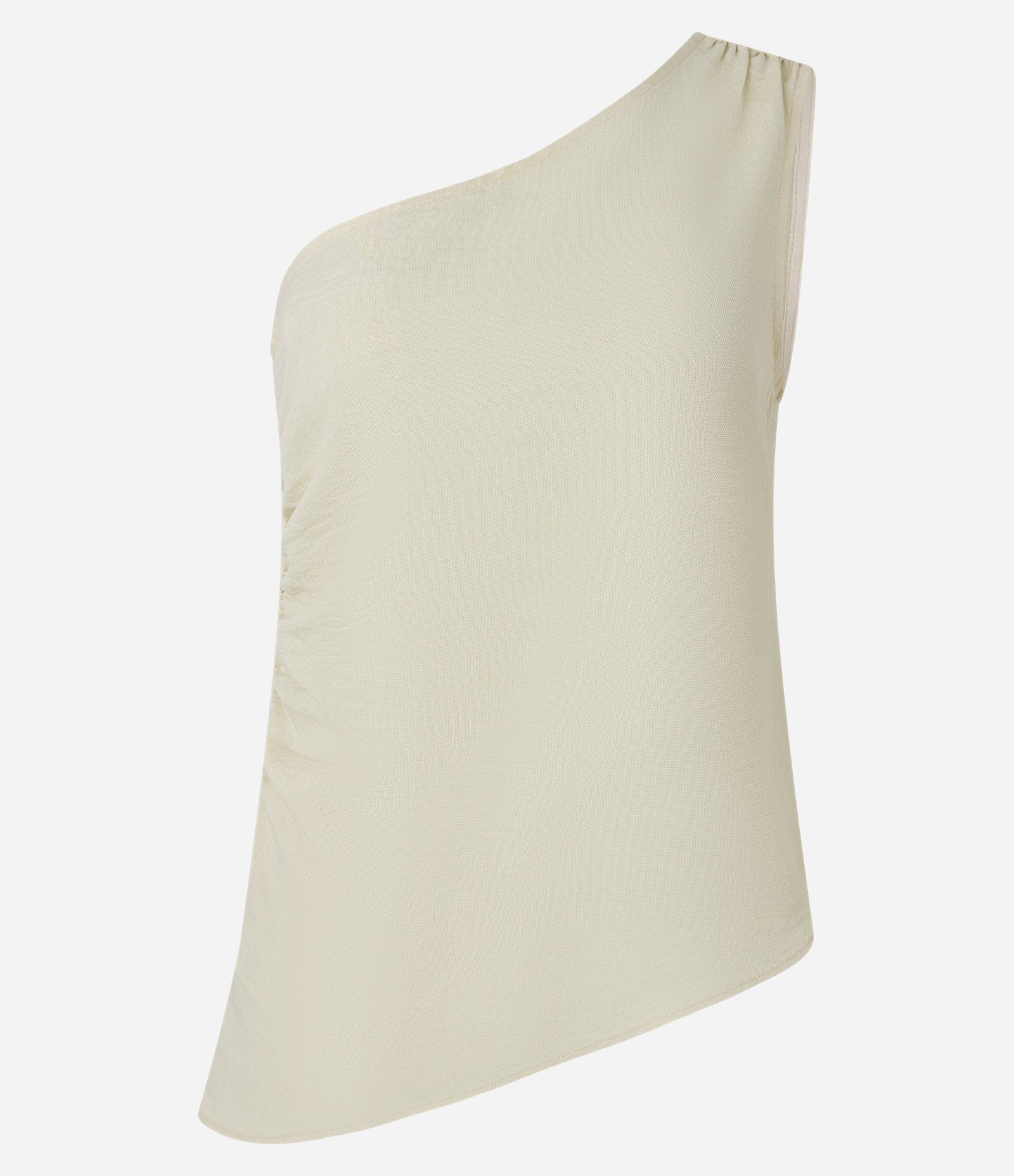 Blusa Ombro Só em Viscolinho com Franzidos Bege 7