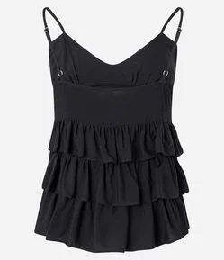 Blusa de Alça em Viscose com Babados Sobrepostos