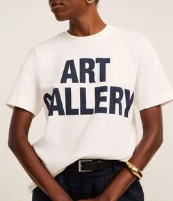 Camiseta em Algodão com Lettering Art Gallery
