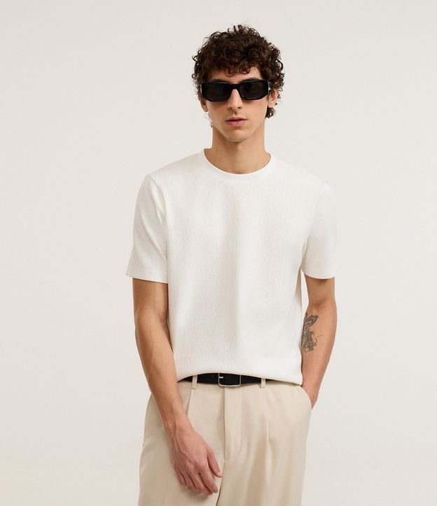 Camiseta Slim em Algodão Texturizada
