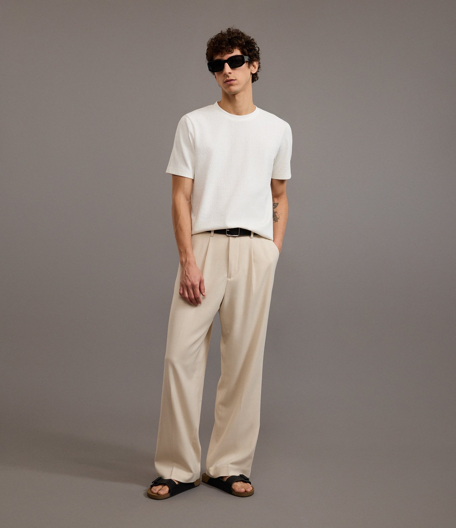 Camiseta Slim em Algodão Texturizada Branco 2