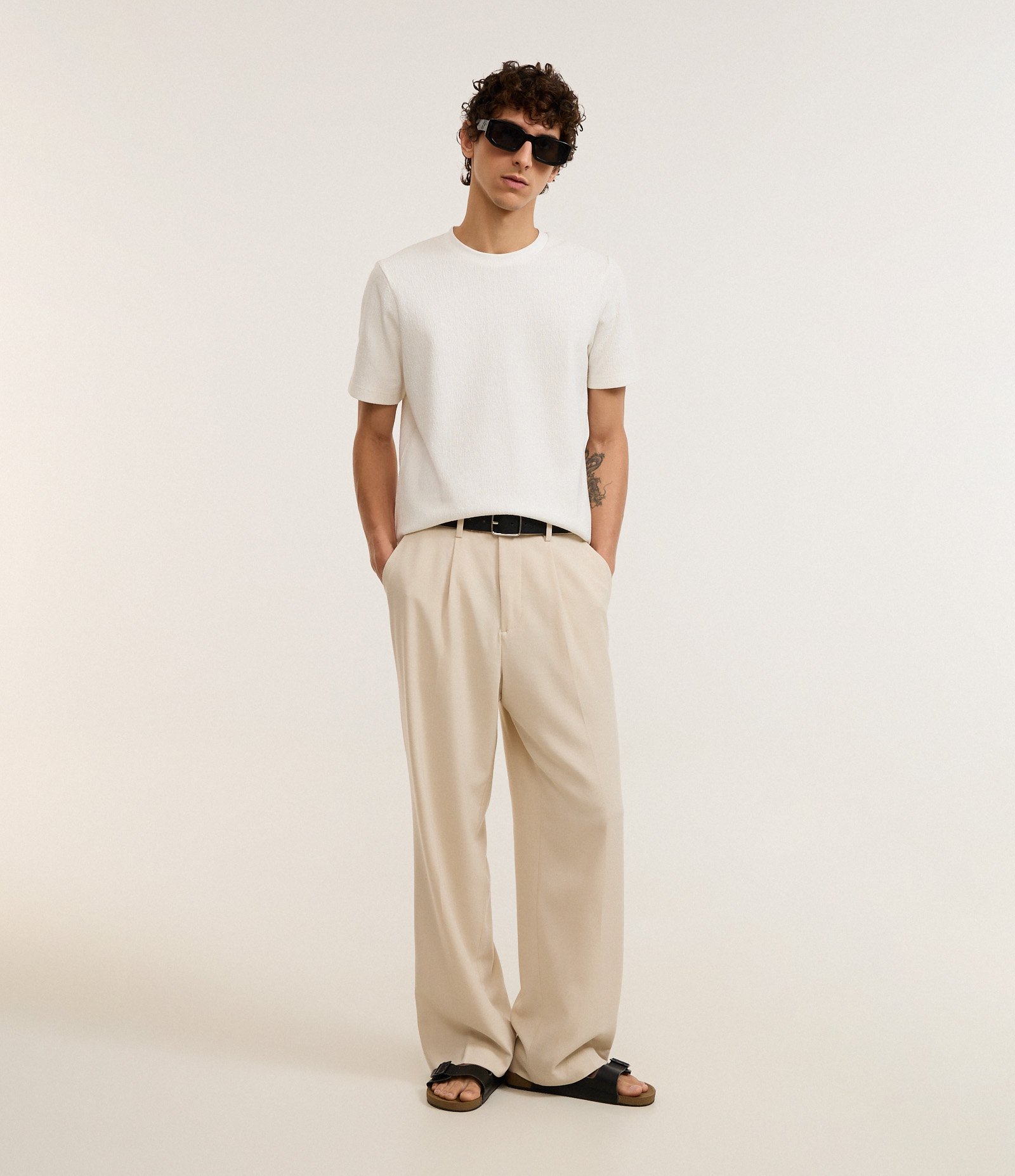 Camiseta Slim em Algodão Texturizada Branco 5