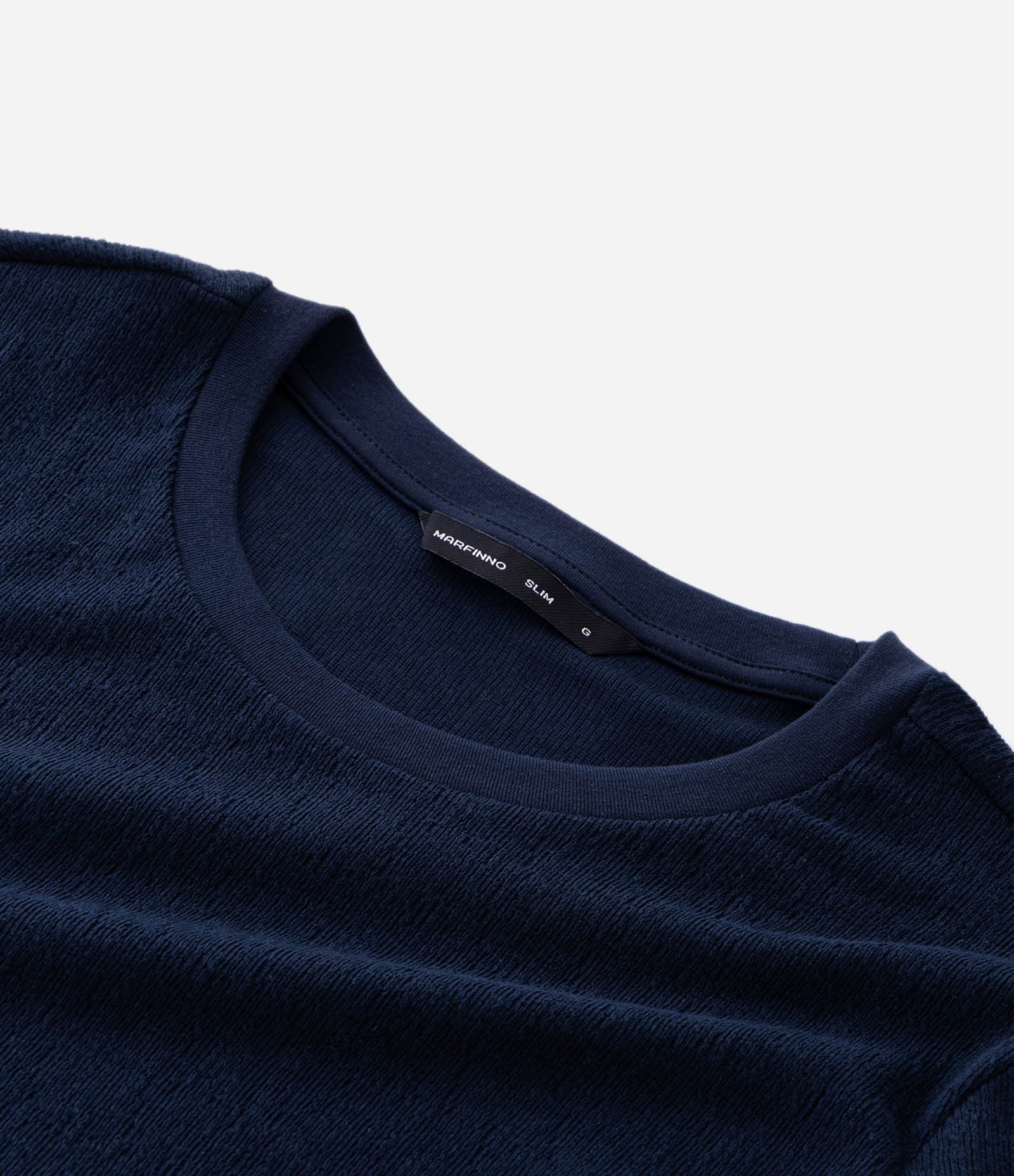 Camiseta Slim em Algodão Texturizada Azul Escuro 8