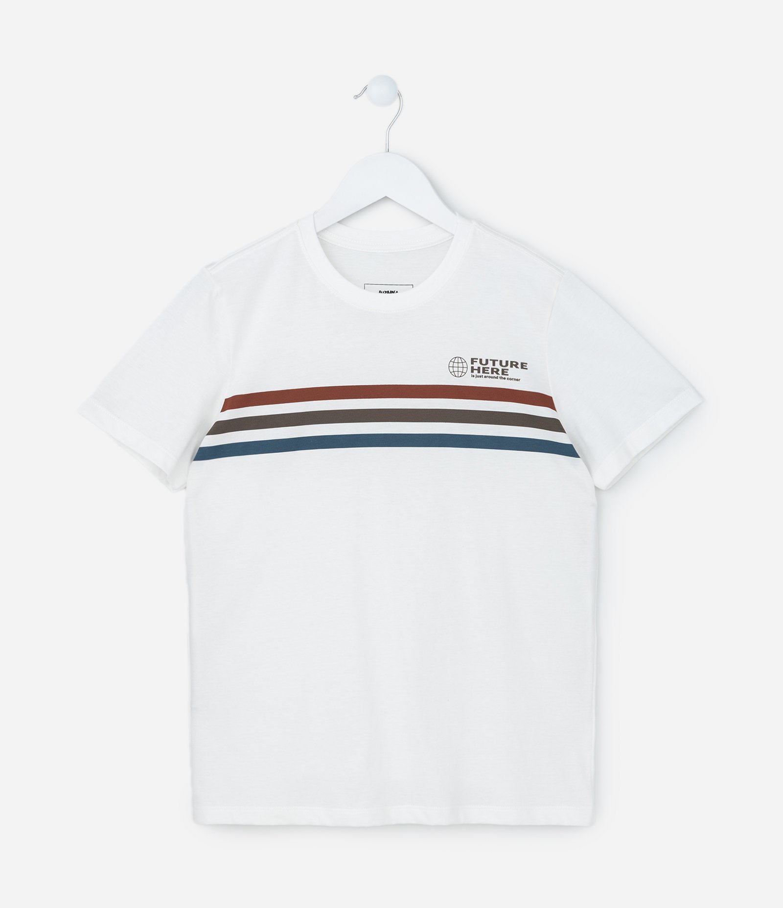 Camiseta Inafantil com Estampa Listras - Tam - Tam 5 a 14 Anos Branco 1