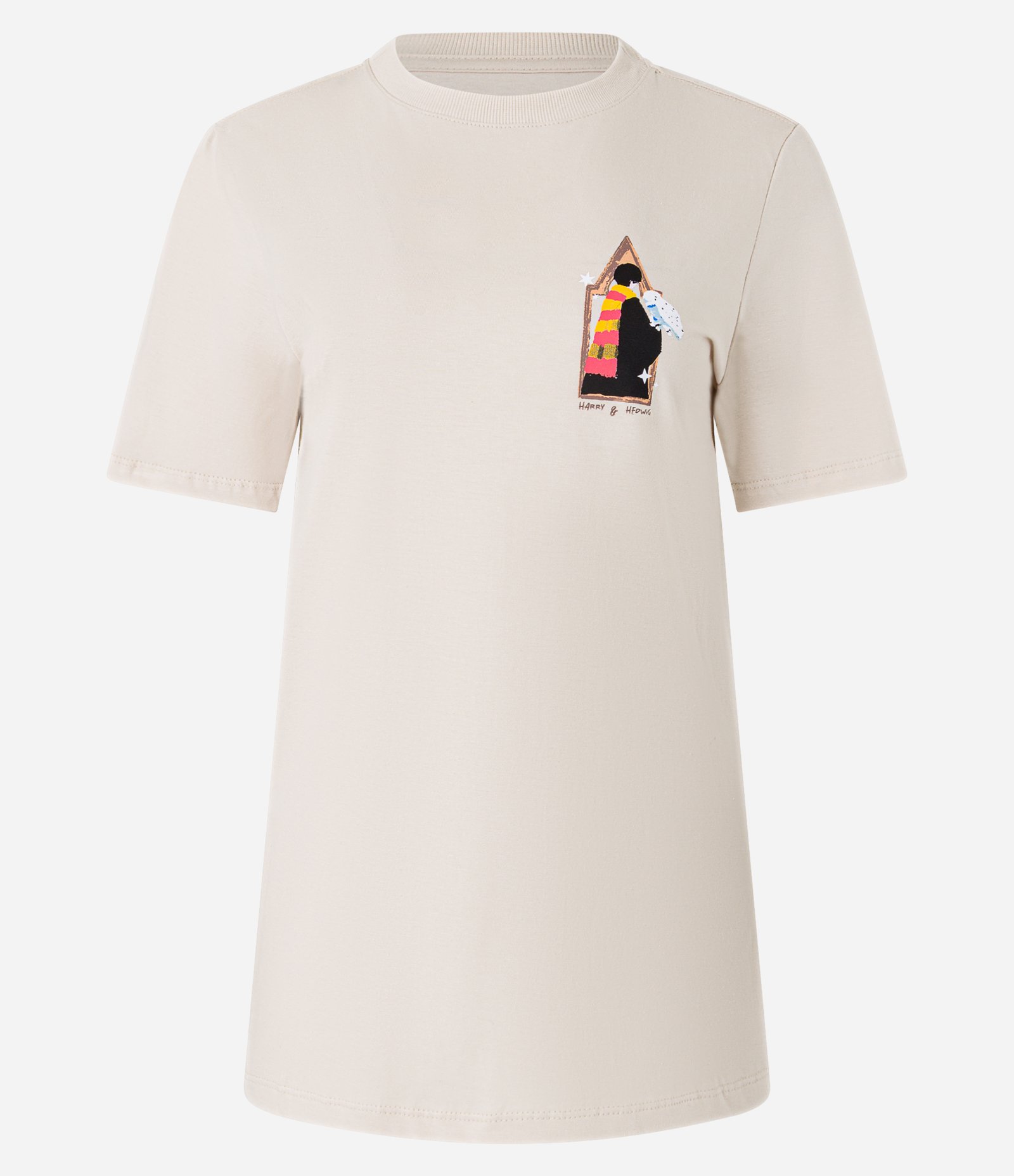 Camiseta T-shirt em Algodão com Estampa Frente e Costas Harry Best Owl Bege 5