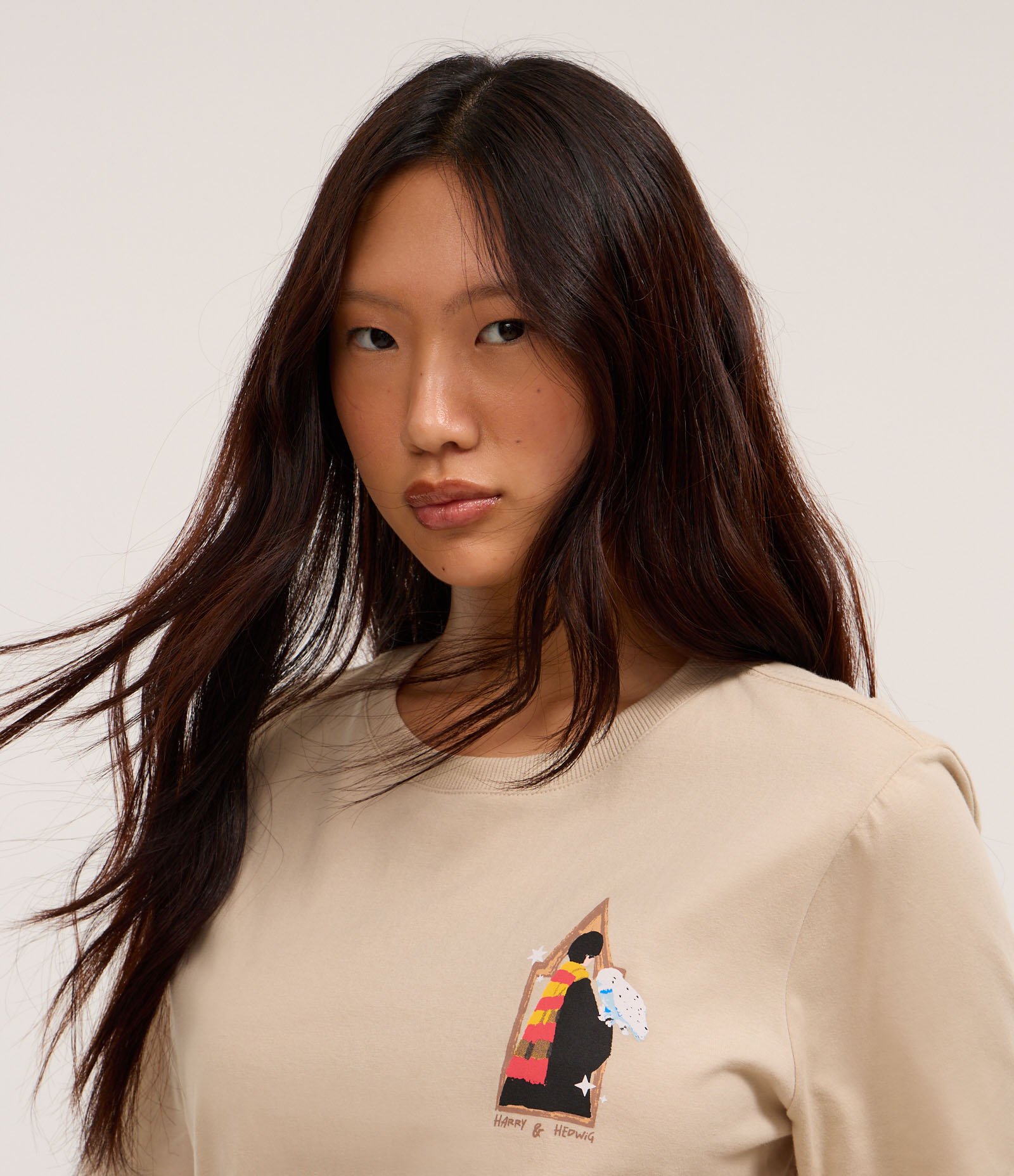 Camiseta T-shirt em Algodão com Estampa Frente e Costas Harry Best Owl Bege 3