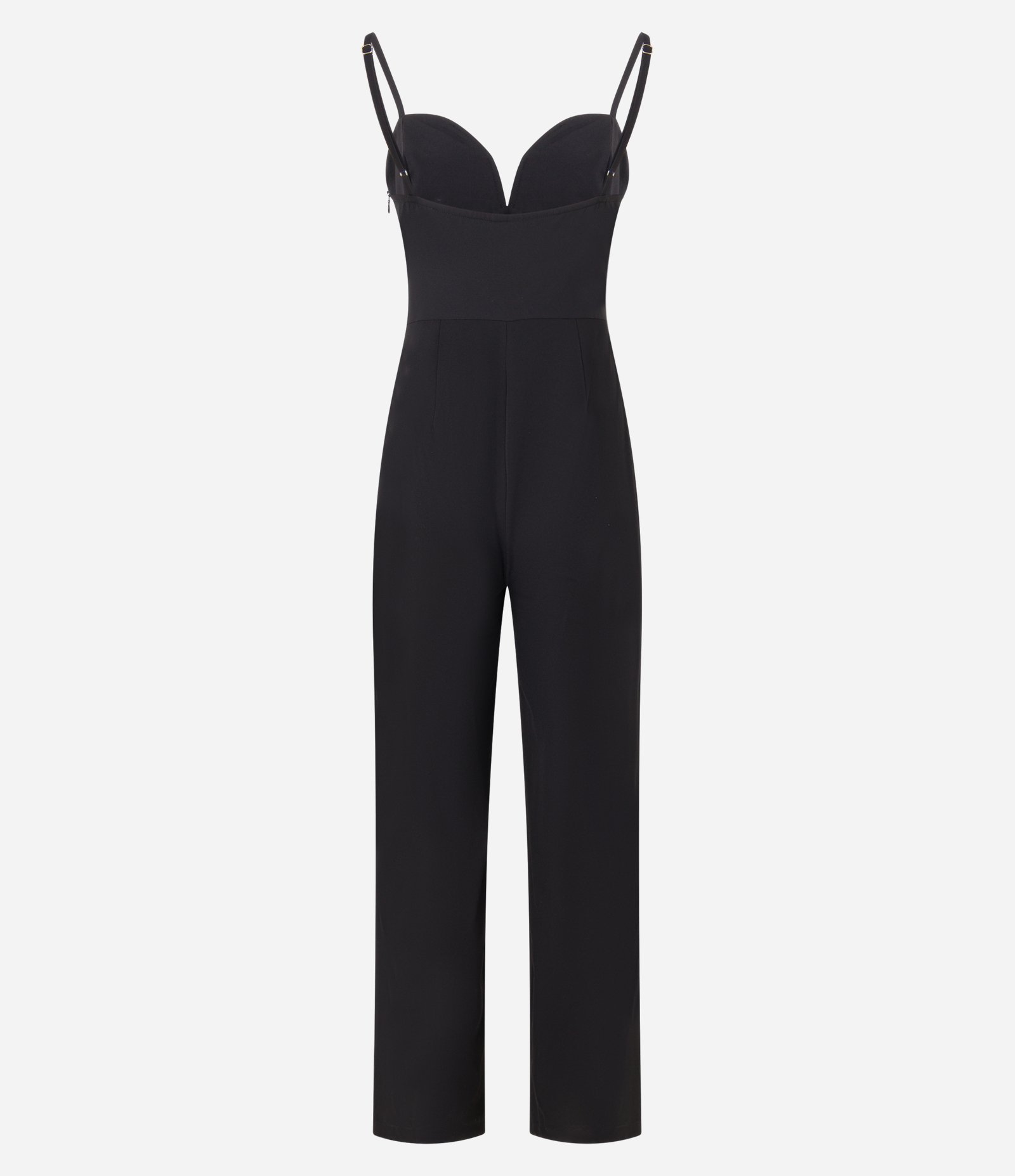 Macacão Pantalona Alfaiataria com Decote Coração Preto 7