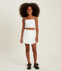 Short Saia Infantil em Crepe com Brilhos Alfaiatado - Tam 5 a 14 Anos