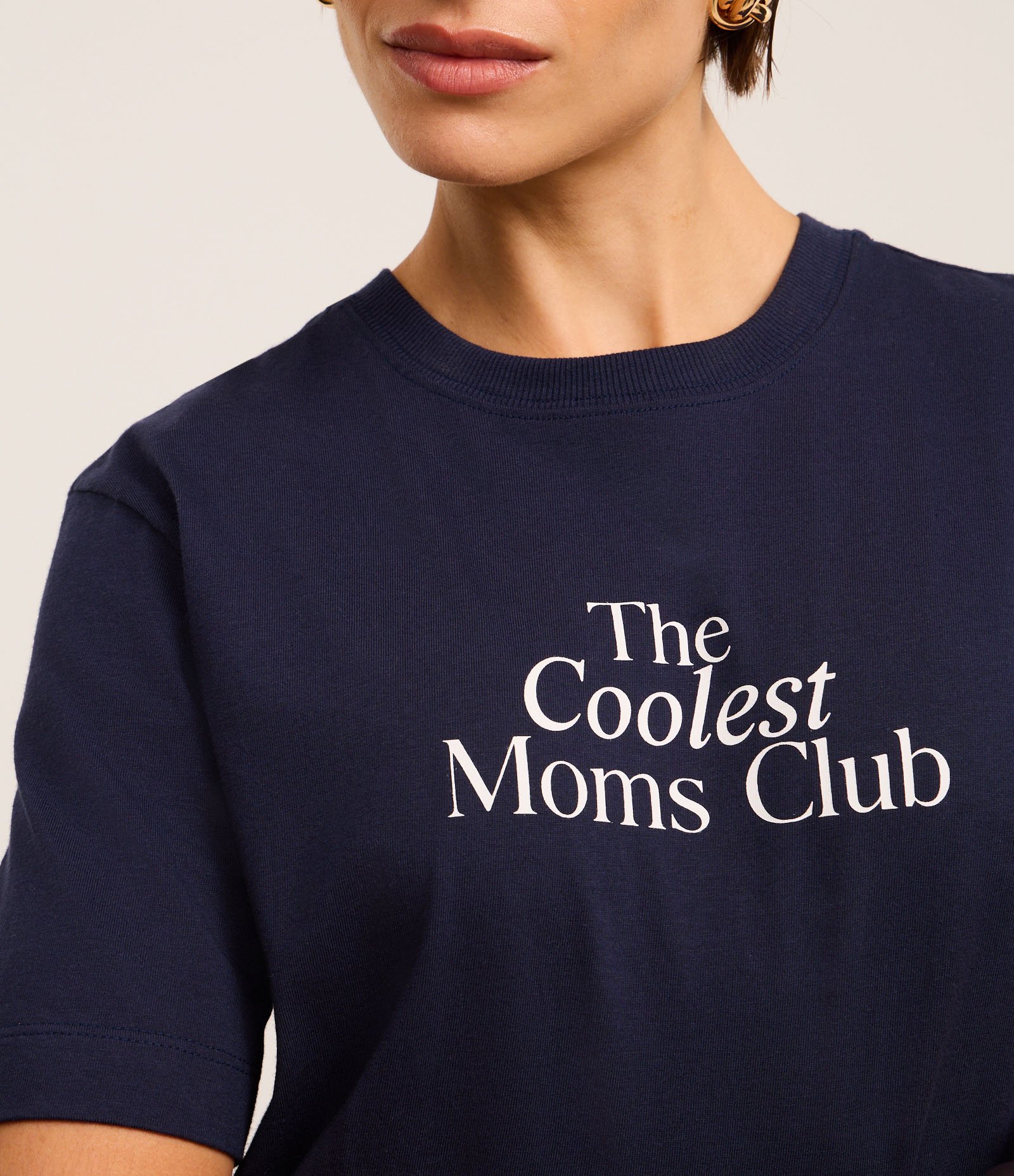 Camiseta em Algodão com Lettering Coolest Moms Club Azul Marinho 4