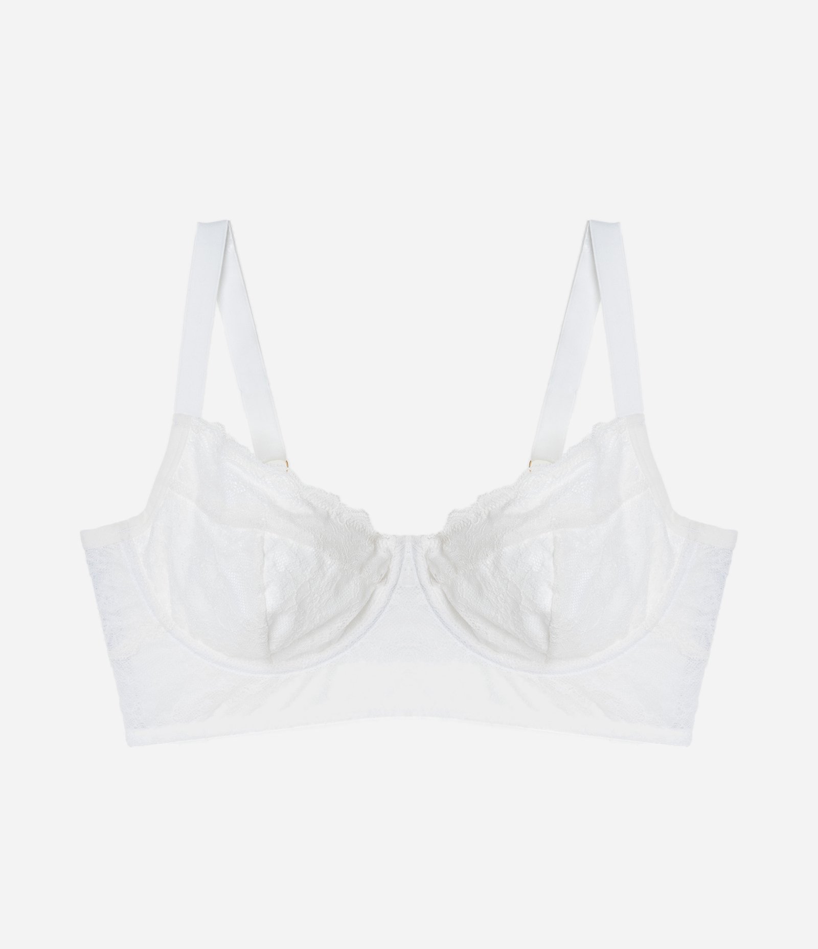 Sutiã Meia Taça Alongado de Renda Sem Bojo com Aro Curve & Plus Size Branco 4