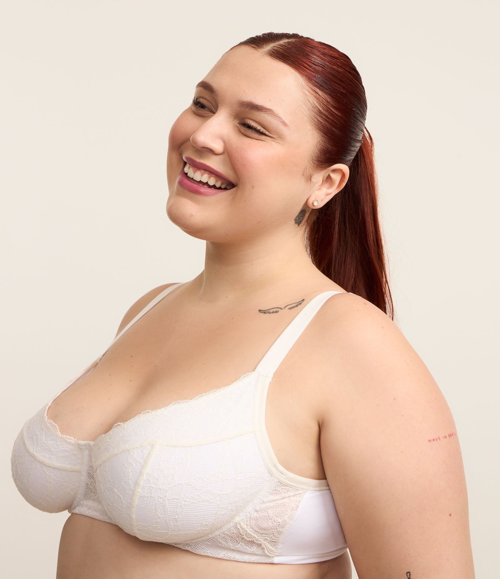 Sutiã Meia Taça Alongado de Renda Sem Bojo com Aro Curve & Plus Size Branco 2