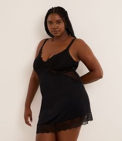 Camisola em Microfibra com Alcinha e Renda Curve & Plus Size