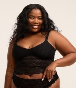 Camisete em Renda Floral Sem Bojo Curve & Plus Size