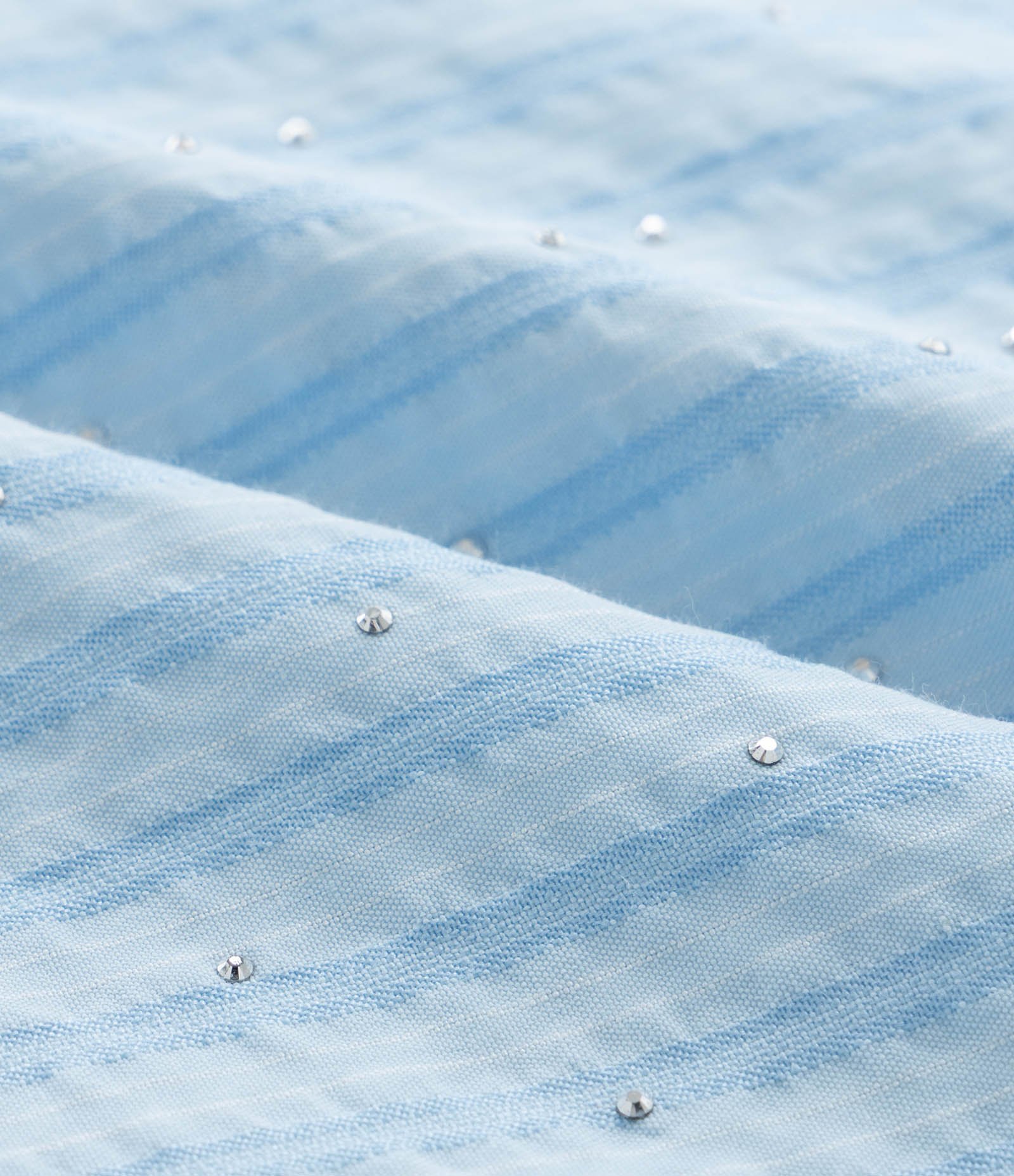 Camisa Listrada com Brilhos e Amarração no Punho Curve & Plus Size Azul 7