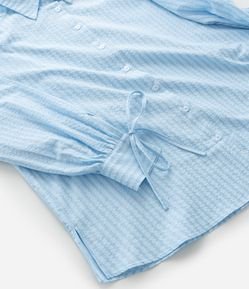 Camisa Listrada com Brilhos e Amarração no Punho Curve & Plus Size