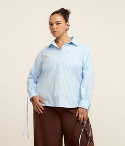 Camisa Listrada com Brilhos e Amarração no Punho Curve & Plus Size