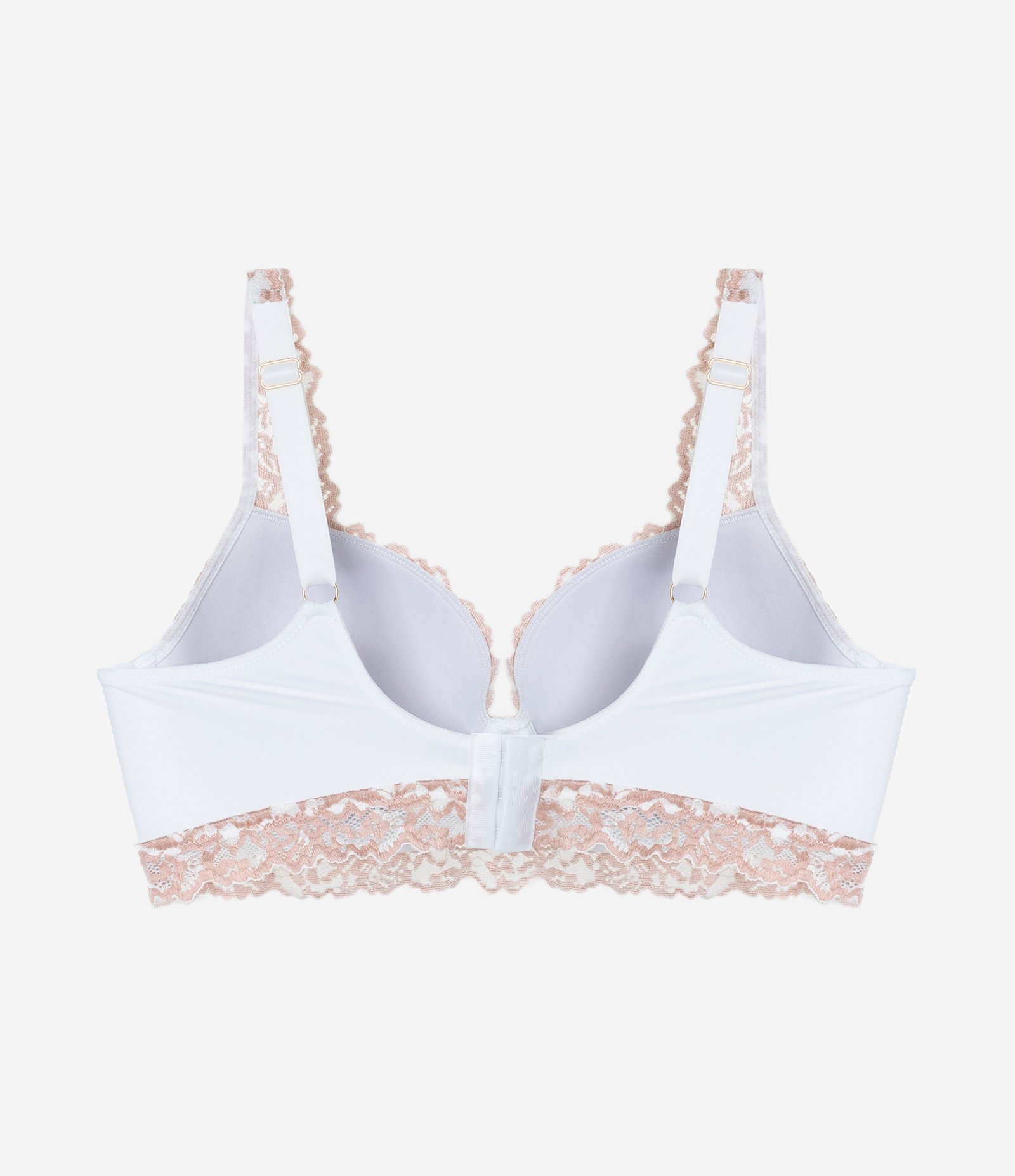 Sutiã Base com Bojo e Renda Floral Bicolor Curve & Plus Size Branco/Rosa 5