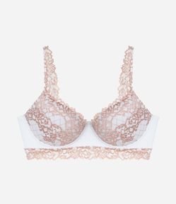 Sutiã Base com Bojo e Renda Floral Bicolor Curve & Plus Size