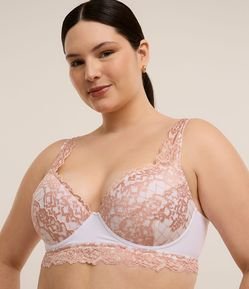 Sutiã Base com Bojo e Renda Floral Bicolor Curve & Plus Size