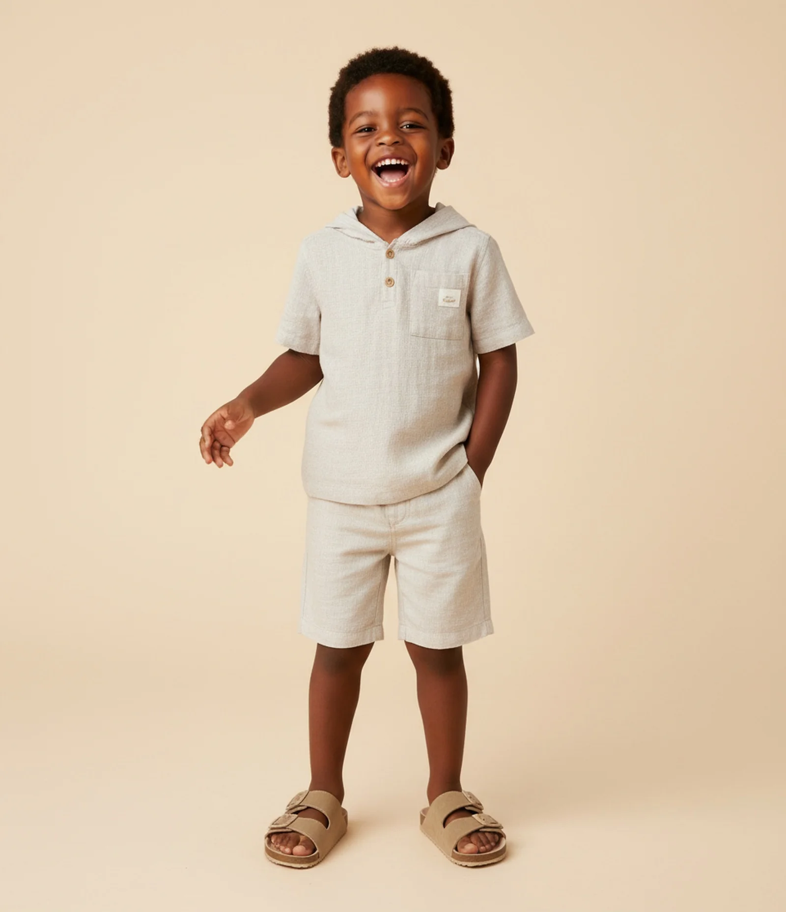 Camisa Bata Infantil em Viscolinho com Capuz - Tam 1 a 6 Anos Cinza 1