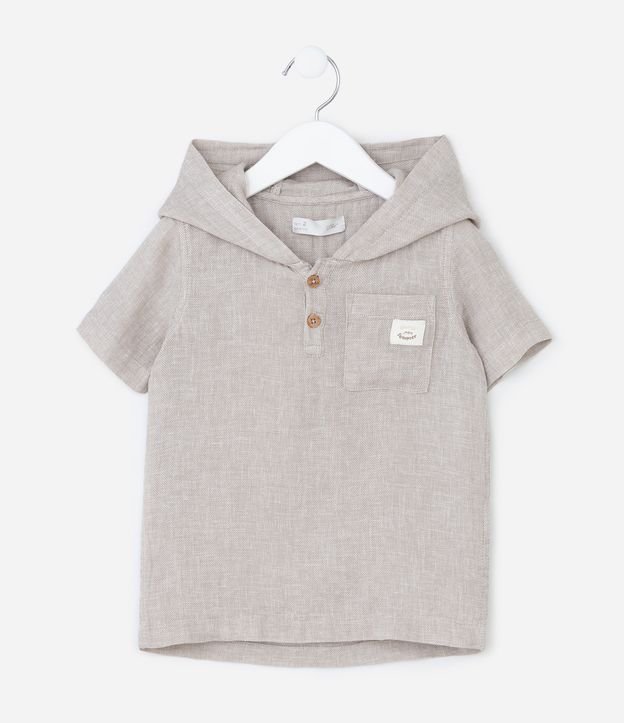 Camisa Bata Infantil em Viscolinho com Capuz - Tam 1 a 6 Anos