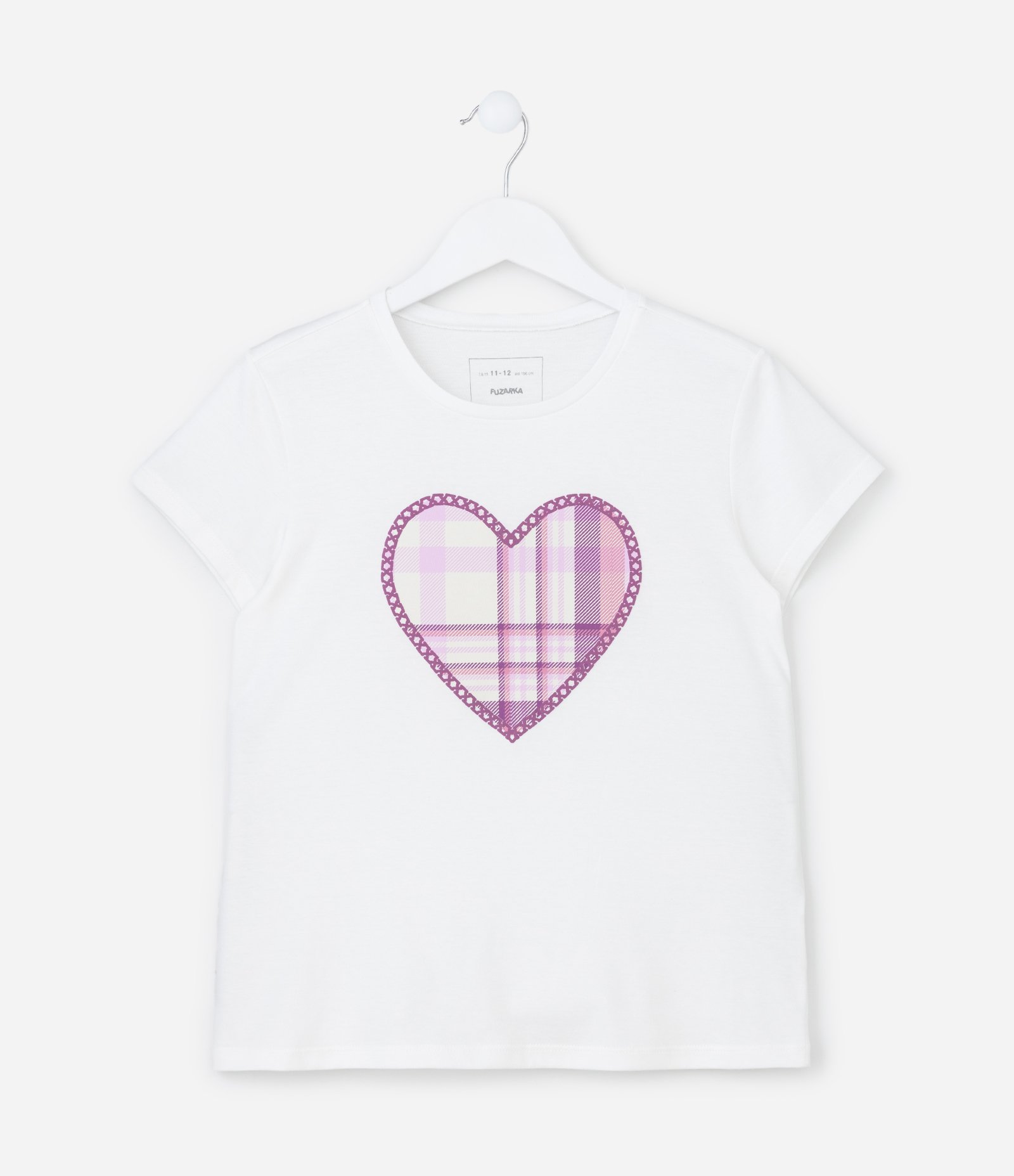 Blusa Infantil com Estampa Coração Xadrez - Tam 5 a 14 Anos Branco 1