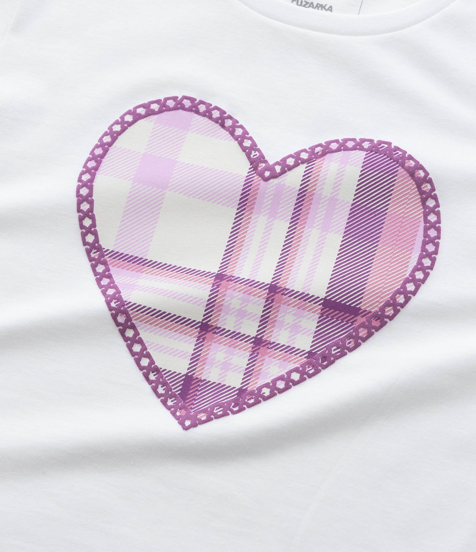 Blusa Infantil com Estampa Coração Xadrez - Tam 5 a 14 Anos Branco 3