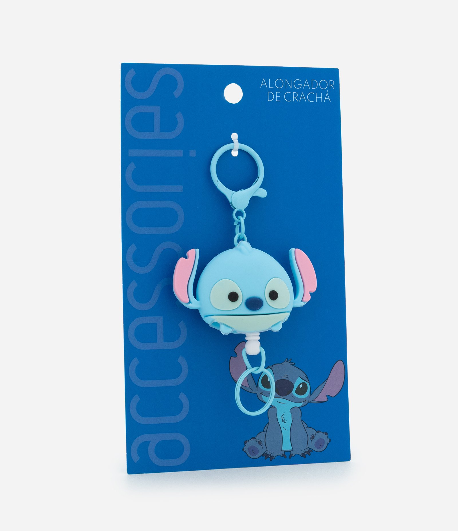 Extensor de Crachá de Silicone com Carinha Stitch Azul 2