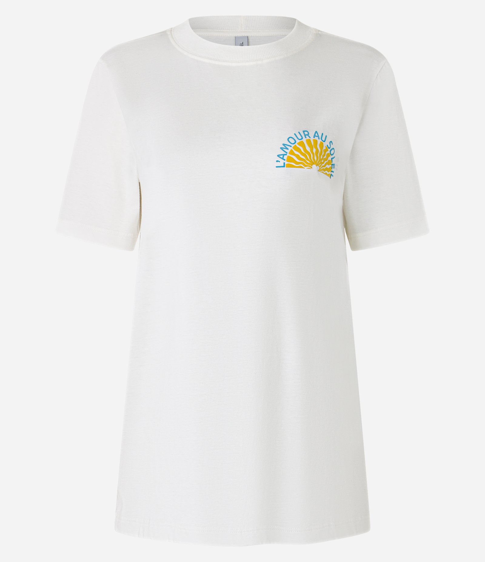 Camiseta Comfort em Algodão com Estampa Soleil Branco 6