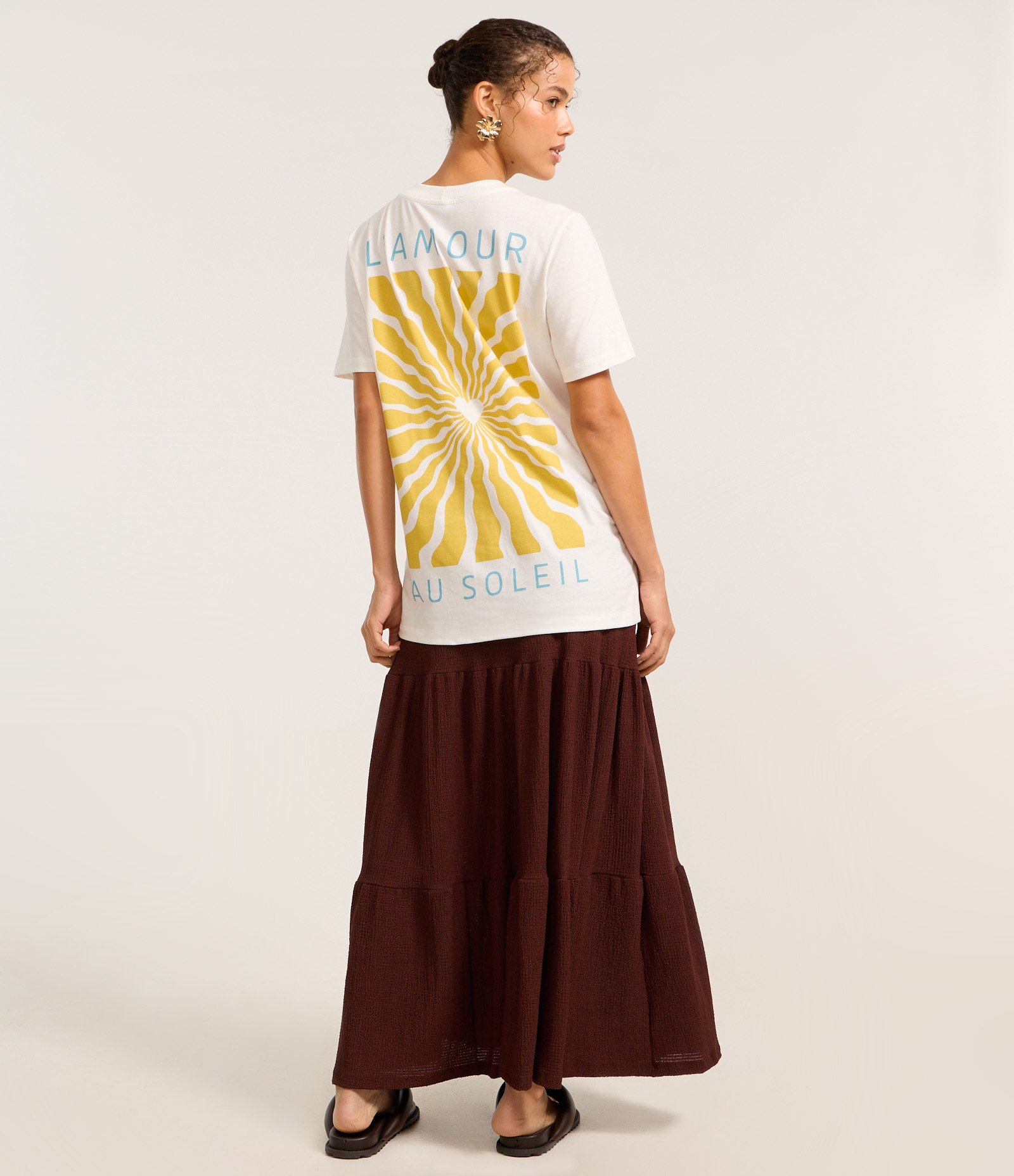 Camiseta Comfort em Algodão com Estampa Soleil Branco 4