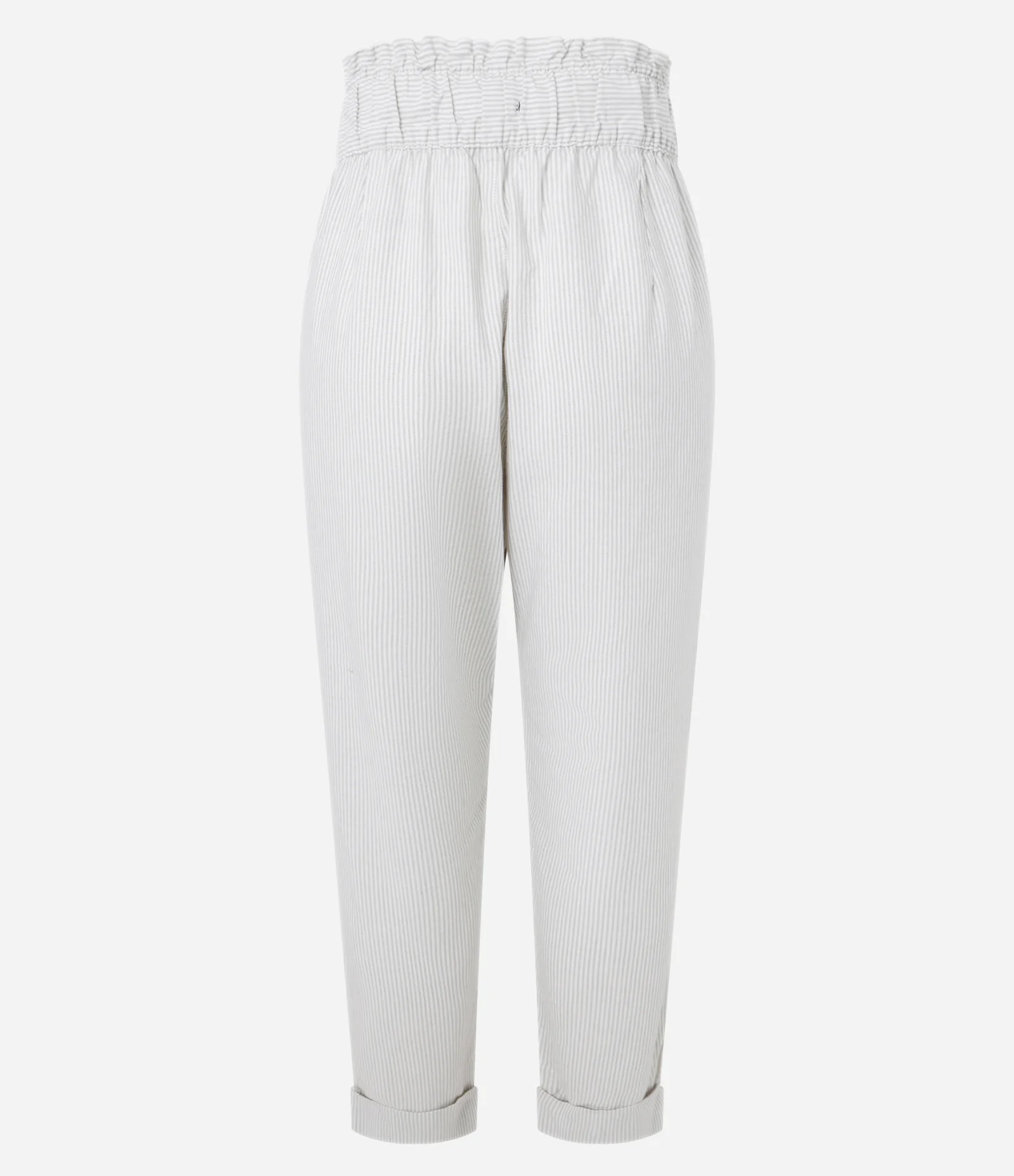 Calça Carrot em Sarja com Cós Elástico e Amarração na Cintura Branco 2