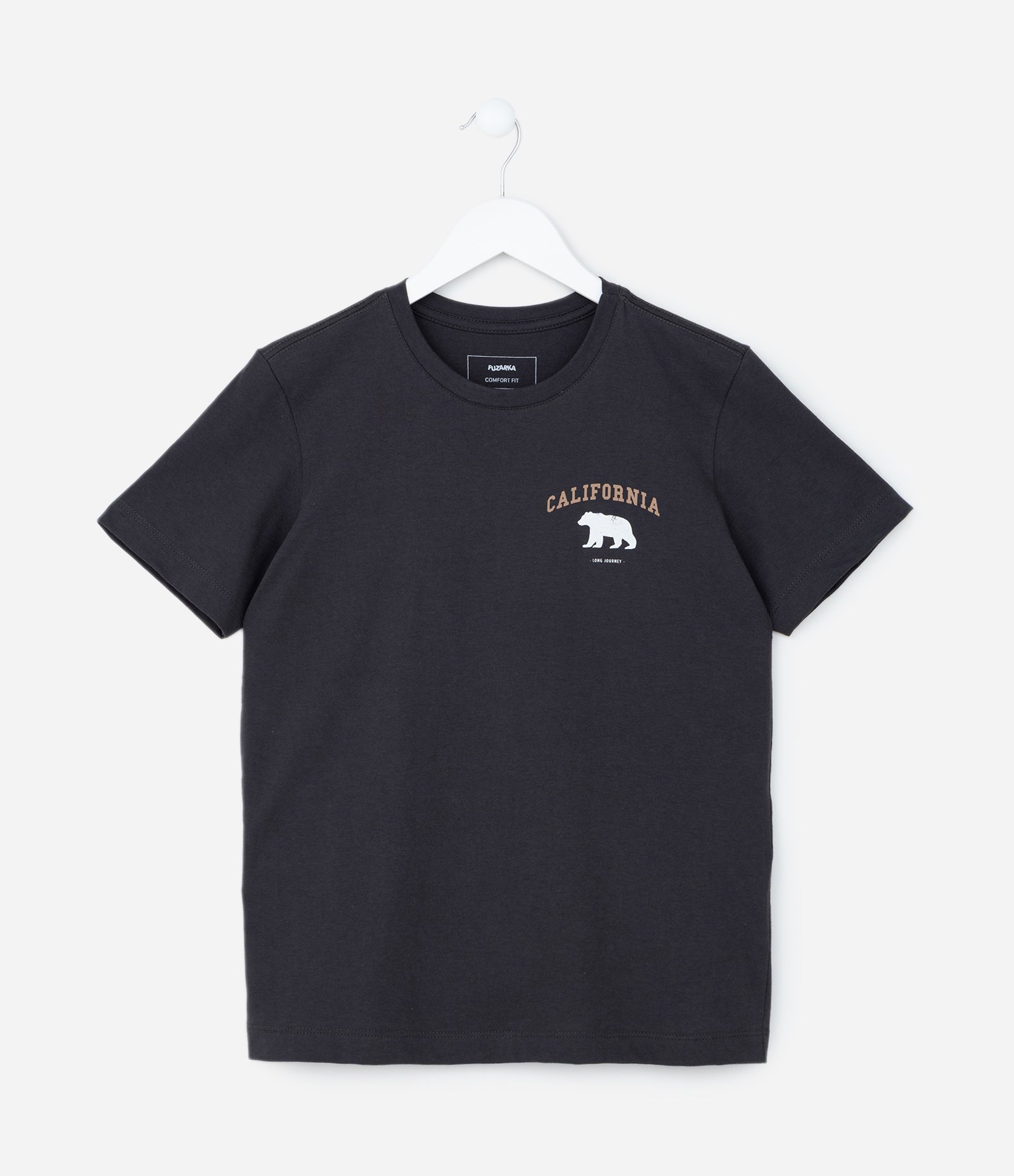 Camiseta Infantil com Estampa Urso California - Tam 7 a 14 Anos Cinza 1