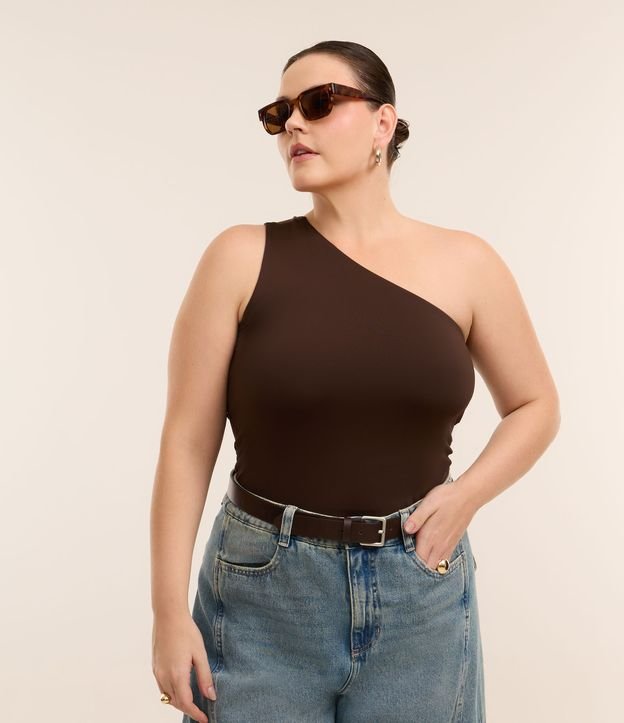 Blusa Ombro Único em Microfibra Curve & Plus Size