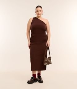 Vestido Midi Ombro Só e Franzido Lateral Curve & Plus Size