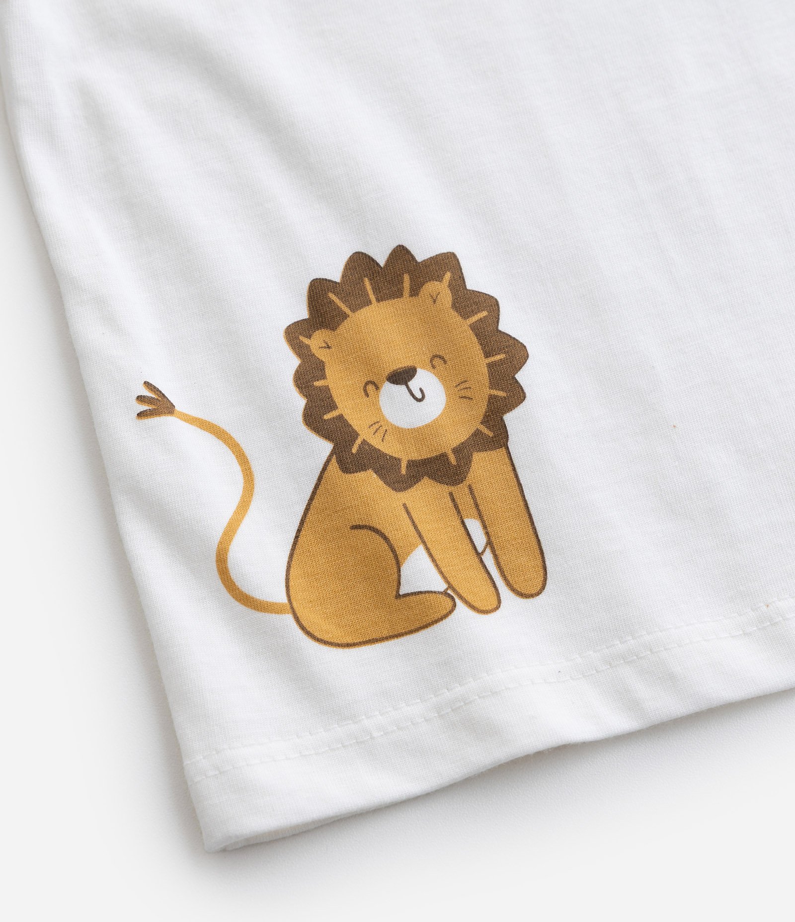 Camiseta Infantil com Bolsinho e Estampa Leão - Tam 0 a 18 meses Branco 4